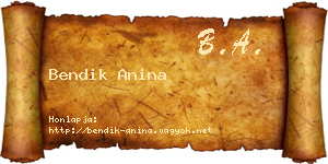 Bendik Anina névjegykártya